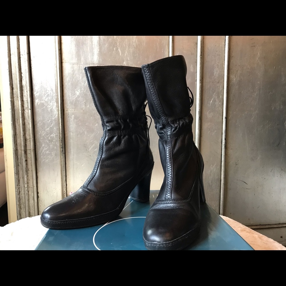 Black leather boots